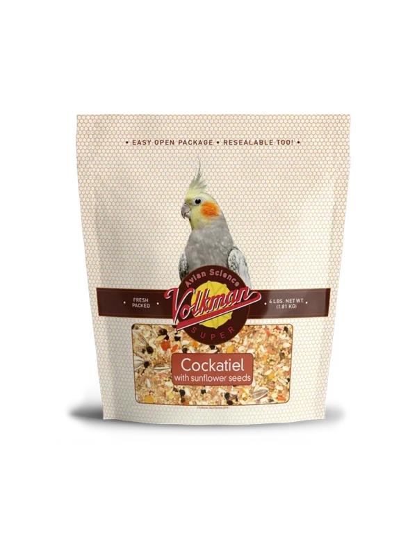 A bag of bird food with a parrot on it.