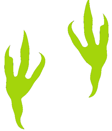 A pair of green hands with long fingers.